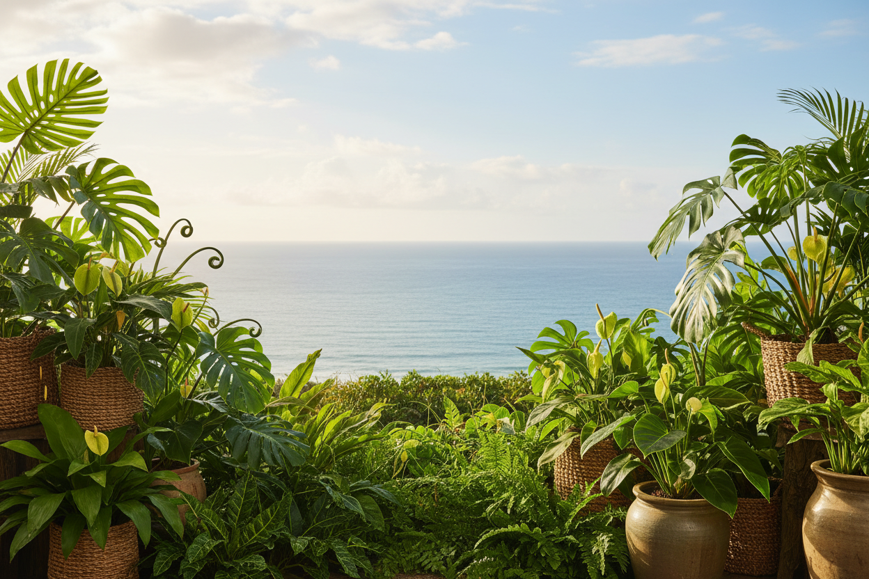 eco friednly, greenery with ocean view promoting sustainability